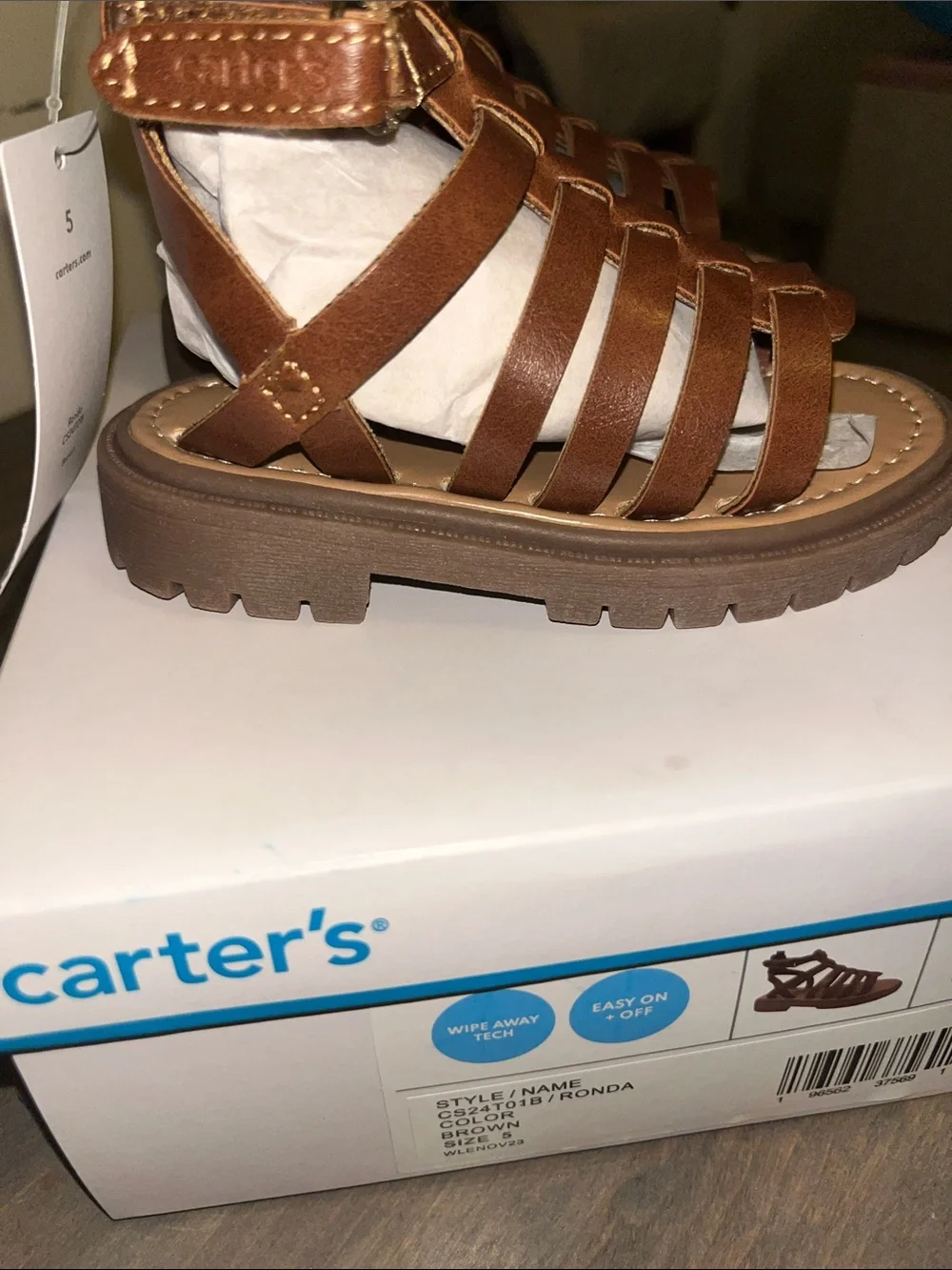 Carter's Brown Strappy Gladiator Sandals for Kids